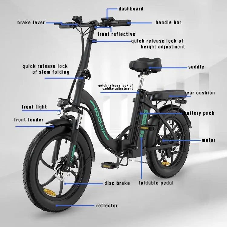 KOOLUX BK6 Foldable Electric-Bike,Throtlle Included