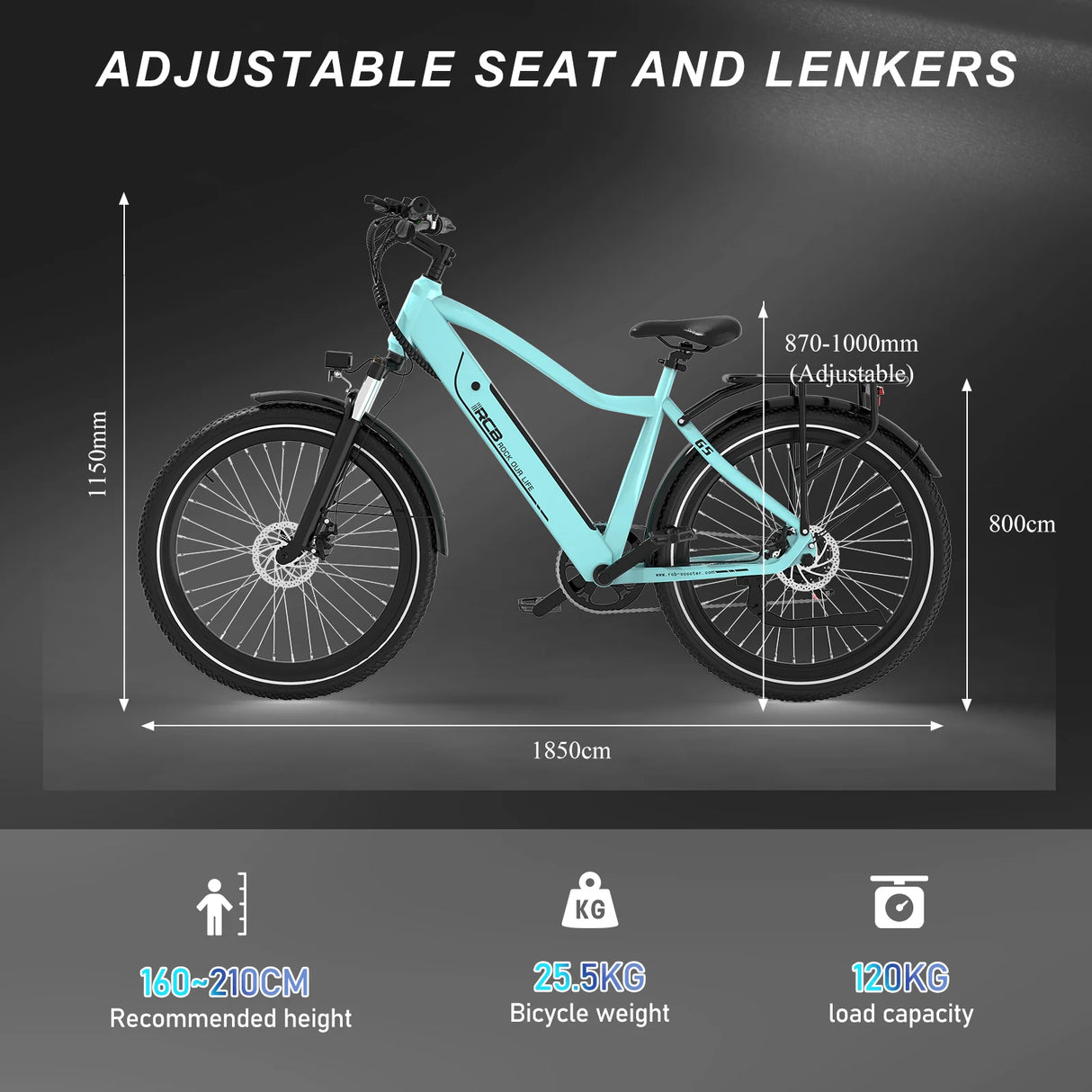 RCB G5 Elektrofahrrad für Erwachsene (RCB App & NFC E Bike)